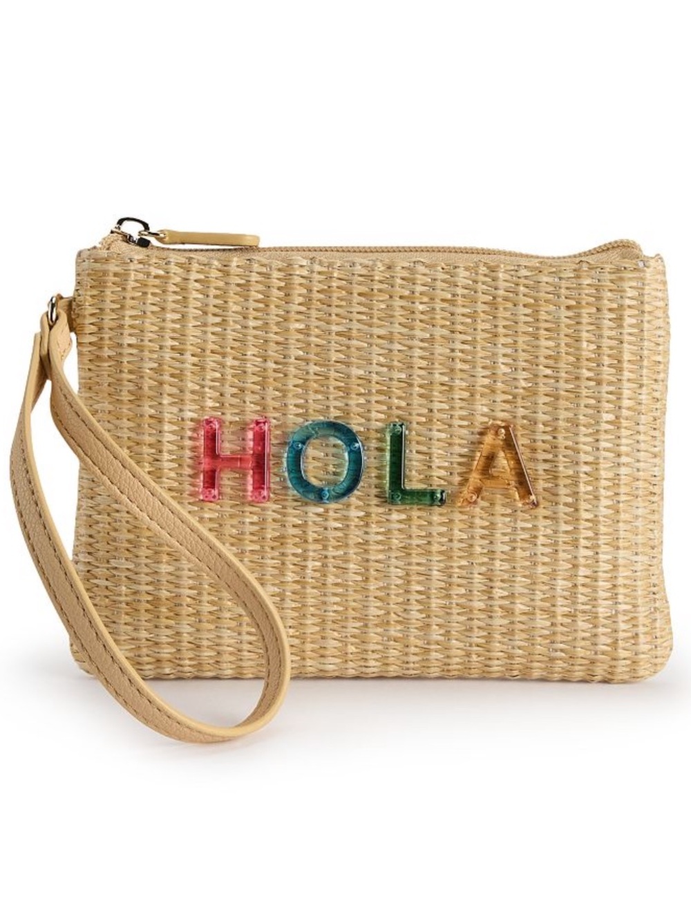 LC Lauren Conrad “Hola” Straw Wristlet Clutch